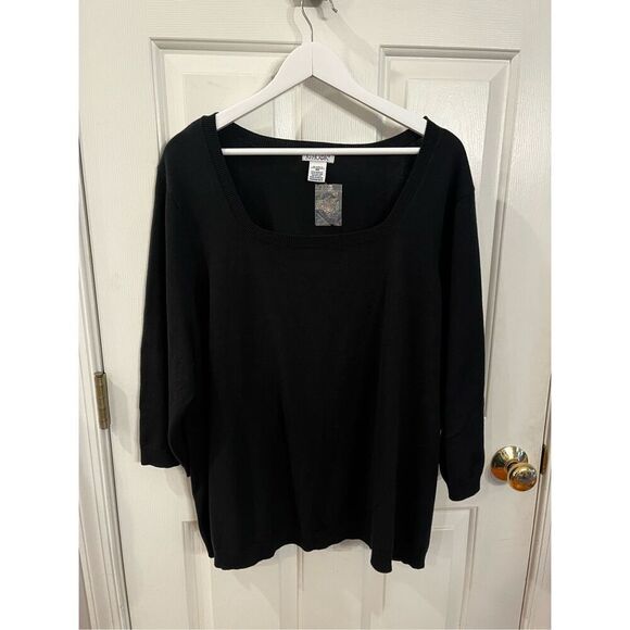 JG Hook Black Short Sleeve Square Neck Classic Sweater sz 3X NWT - Picture 1 of 6